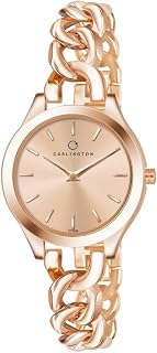 Carlington Iconic Analog Watches for Women with Premium Stainless Steel Link Chain Strap - CT 2036