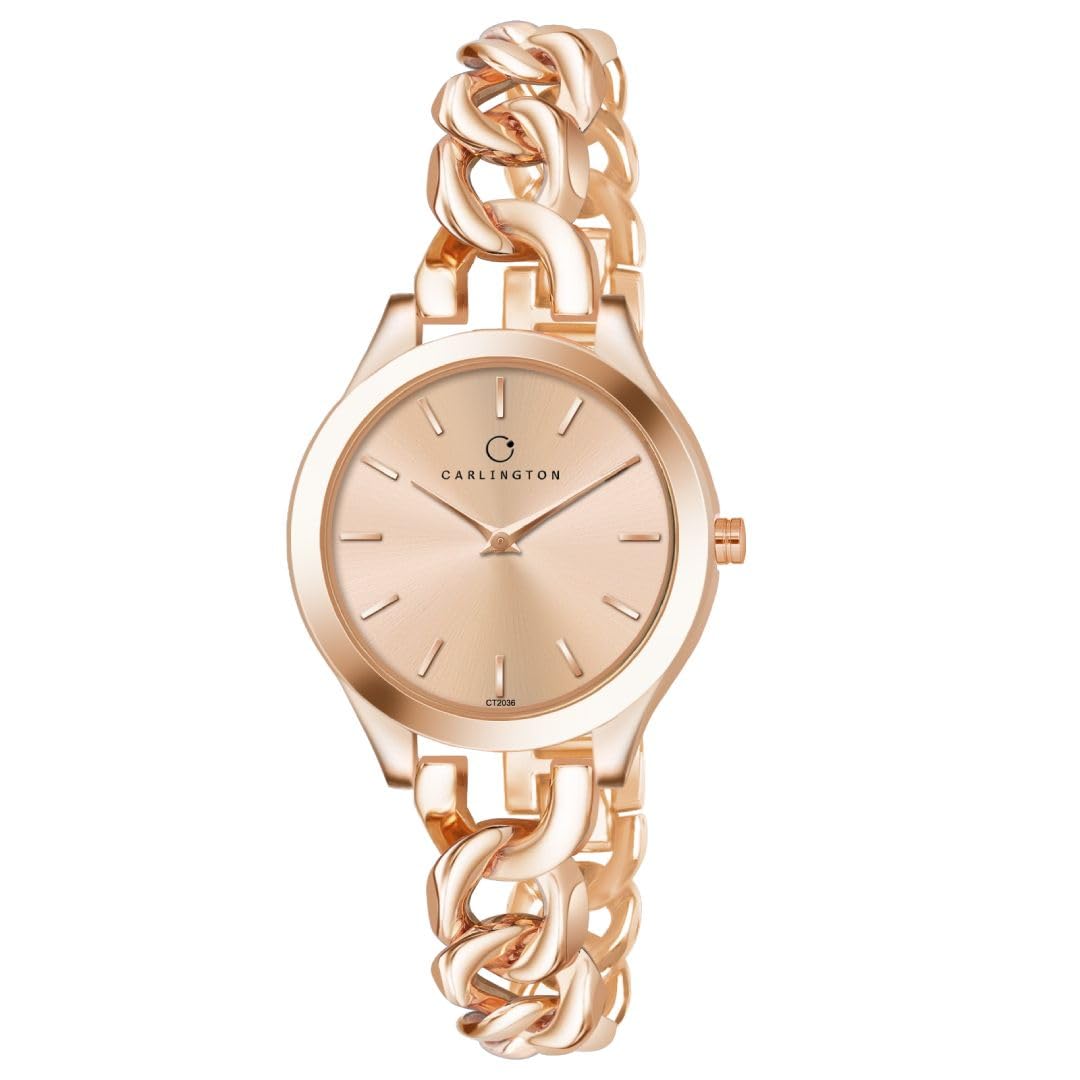 Carlington Women Stainless Steel Iconic Analog Ladies Watch with Premium Linked Strap - Ct 2036 Rose Gold Dial, Band Color-Rose Gold (B0CVTPXKXL) Amazon Price History, Amazon Price Tracker