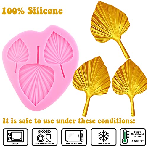 Rfghac Fan Leaf Fondant Mold Palm Leaf Silicone Mold Hawaiian Tropical Leaf Candy Mold For Cake Decoration Cupcake Topper Candy Chocolate Gum Paste Set Of 3 #TOP1