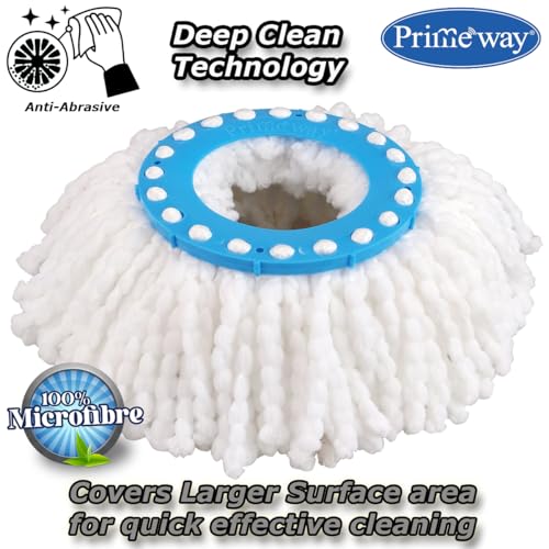Image of Primeway SS Spin Floor Mop 127cm Length Extendable Handle Stick Rod | Floor Cleaning Replacement Set | Handle + Disc + 115g Refill | Grey
