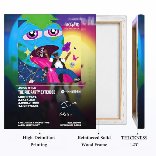 Image of Juice WRLD Canvas Wall Art, Rapper Collage Poster Print, Hip Hop Music Artwork for Bedroom Studio Gaming Room Decor, Vibrant Album Cover Picture Print Framed Music Wall Painting 11X14
