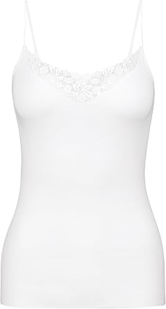 Calida Womens Feminine Sense Lace Trim Camisole, 11451, White, XS