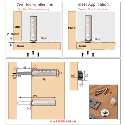 LOOTICH Push to Open Möbel-Schnäpper Schrank Federschnäpper Schubladen Druckverschluß Türschnapper im Möbelbau Stahl Vernickelt Verbesserte Türöffner mit magnetischer Zuhaltung 10 Stück