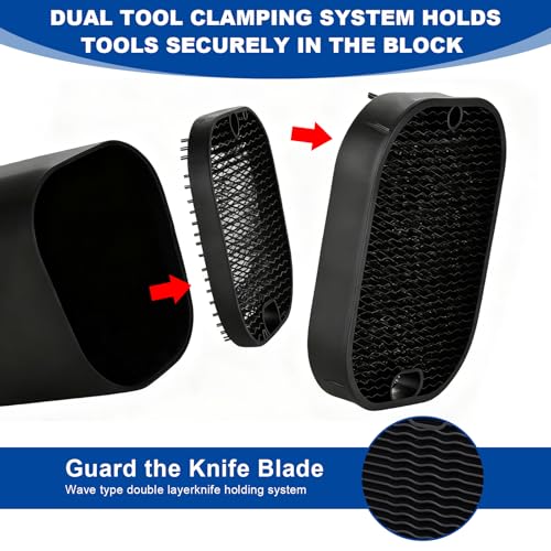 Mfusul Ceppo Coltelli Da Cucina, Nero,Ceppo Coltelli Vuoto Universale Vuoto Con 21 Scomparti E Design Di Drenaggio, Ceppo Coltelli Vuoto Per Affilare Coltelli Rimovibile Per Cucina E Piano Di Lavoro - 5