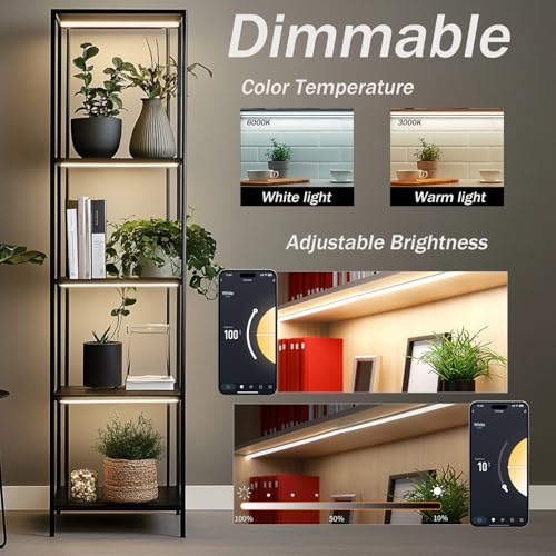 Image of Cefrank 12 inch Smart WiFi LED Under Cabinet Light 4pk Dimmable Alexa Google | V-Shape Peel-Stick No-Drill 300LM Frosted Eye-Care 2700K-6000K Kitchen Pantry Closet Shelf Display Workbench Vanity IP44