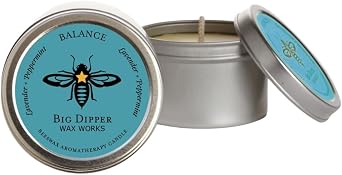 Big Dipper Wax Works Beeswax Aromatherapy Candle, Balance - Peppermint & Lavender Scented, Small Tin, 12-Hour Burn, Pure Essentail Oils, 1.5" x 1", Travel Size
