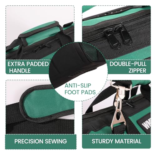 WMEEII 18-Inch Heavy Duty Tool Bag, 24-Pocket Empty Tool Bag Organizer,1680D Oxford Portable Tool Bags for Men,Soft Handle Large Zipper Toolbag for HVAC Craftsmen Contractors Carpenter by WMEEII - Image 3