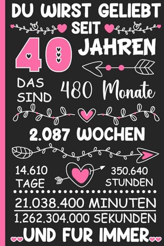 Geschenke für Frauen ab 40: Notizbuch A5, perfekte Geschenkideen und Geburtstagsgeschenk für Frauen, Oma und Jährige Mama zum 40 Jahre Geburtstag oder Jahrestag, Happy 40th Birthday