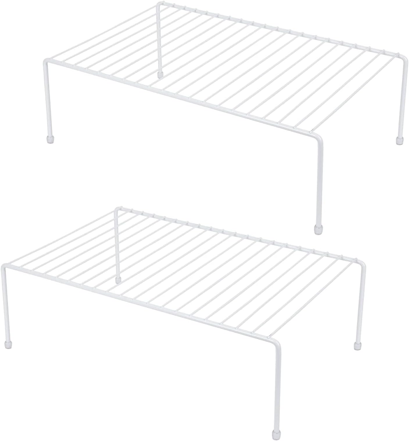 Set of 2 Large (16.1 x 10.2 Inch) Cabinet Storage Shelf Rack, Shelves，Kitchen Counter and Cabinet Shelf, Storage Rack Organizer for Kitchen, Bathroom Cupboard (White)