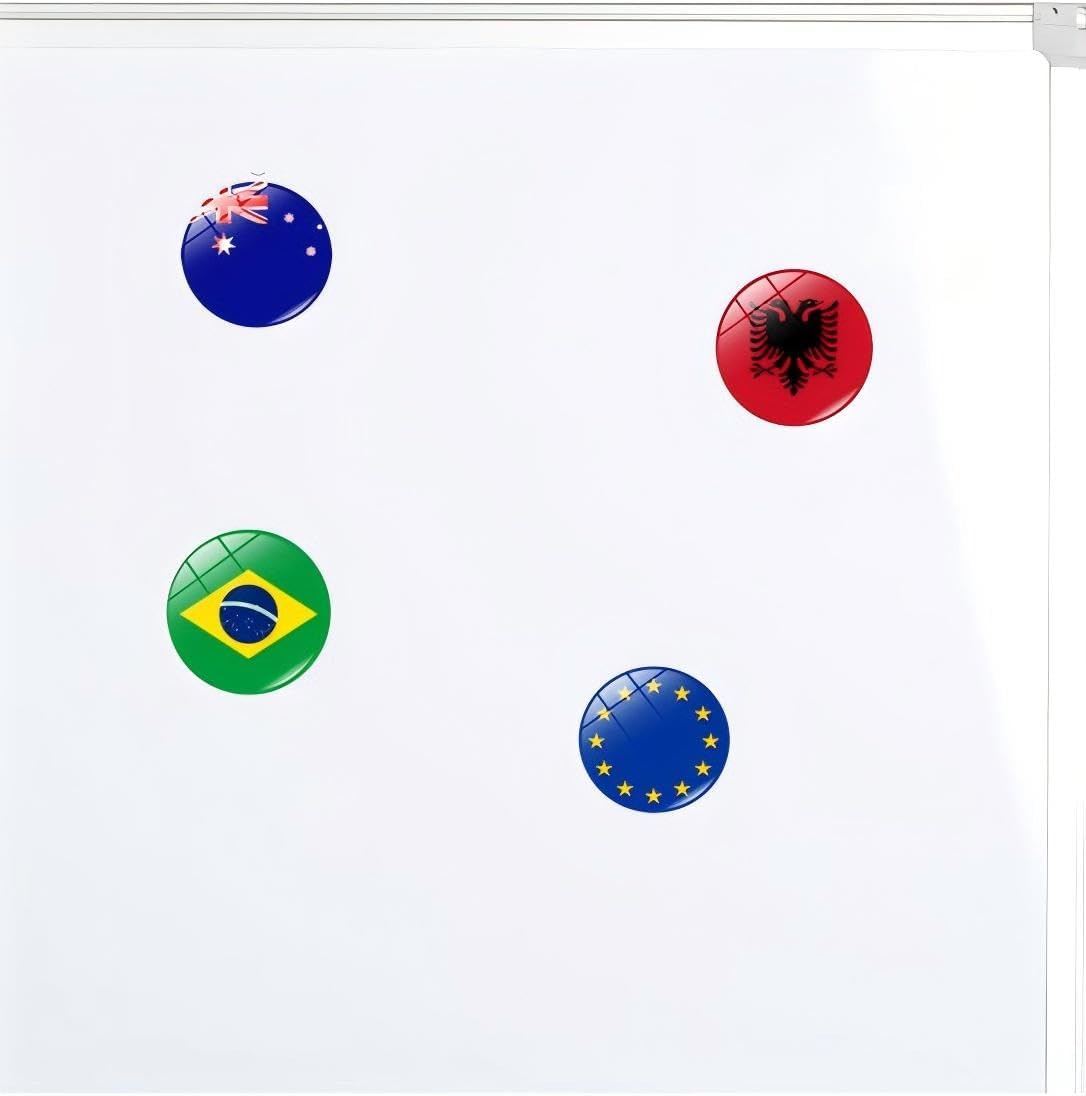 24Pcs World Flags Refrigerator Magnets, Magnetic Crystal Glass Refrigerator Stickers for Refrigerator Classroom Office Whiteboard Metal Cabinet Home Decoration image 2