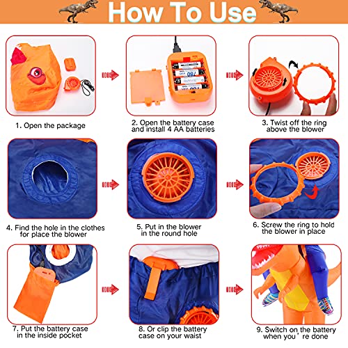 Halloween Inflatable Dinosaur Costume Kids, Riding A T-Rex Blow Up Costumes For Toddler Boys Girls Funny Halloween Costumes Halloween Dress-Up Role Pretend Play Dino Suits Party Favors Supplies #TOP5