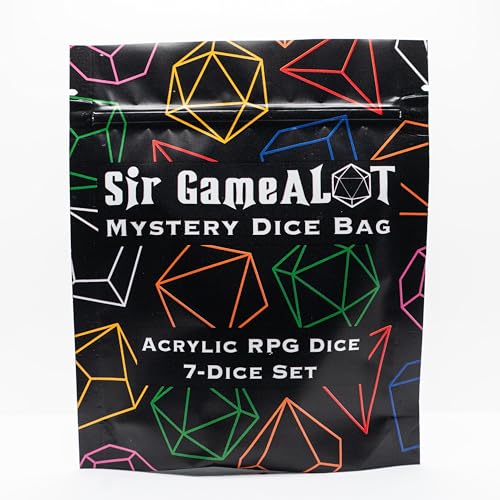 Mystery Dice Bag: 7 Polyhedral RPG/DND Acrylic Dice Set