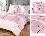 Lavable en machine Lit simple Housse de couette, taie d\'oreiller, Runner, Housse de coussin de lit dans un sac Lit Bébé Peyton à fleurs Rose
