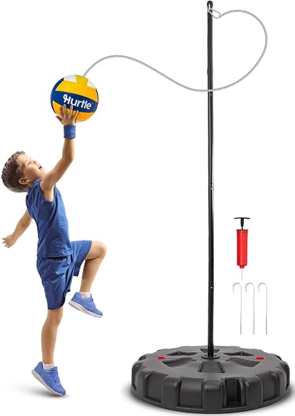 Hurtle Jeu de Tetherball Extérieur Réglable 1,2 à 2,7 m – Set Complet avec Base Lestable et Balle Corde Jeu de Jardin Stable pour Enfants Ados Famille Patio Pelouse - 1