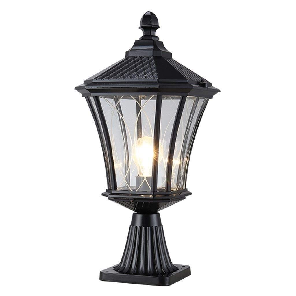 QUSYZD Post Lights Outdoor,E27 Outdoor Waterproof Column Headlight, Quality Aluminum Material Waterproof Glass, Outdoor Pillar Lights Villa Lawn Lantern Decor Lighting Decorati,Black