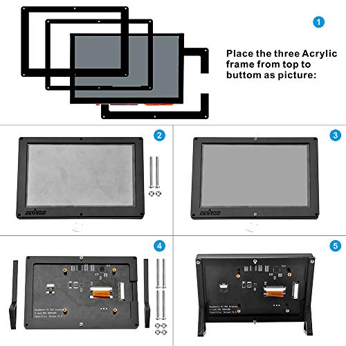 Image of OSOYOO 5-Inch DSI Touch Screen Display Kit for Raspberry Pi 4B, 3B, 3B+, 2 - RPi 800x480 LCD with Portable Stand Holder Case