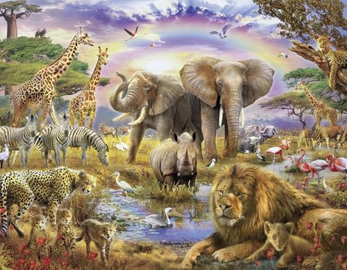 100 Piece Puzzles for Kids, African Animal 100 Piece Puzzles for Adults, Animal World Puzzle Jungle Scene Puzzle, Jigsaw Puzzles 100 Pieces for Seniors Teens Kids Ages 6-10 Brain Teaser