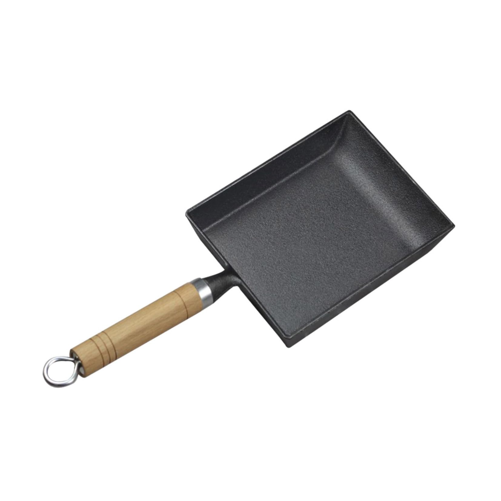Poêle à steak en fonte antiadhésive carrée avec manche bois