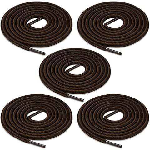 AIXMEET 5 Pairs Round Boot Laces for Mens, Walking Boot Laces 90CM(35.4in), 4MM Diameter Shoelace for Work Boots, Hiking Boots, Chainsaw Boots, Steel Toe Cap Boots, Military Laces Cover