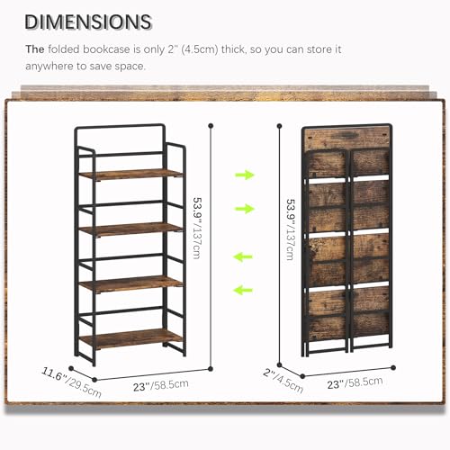 4nmnoassembly4tiersfoldingbookshelfstorageshelvesvintagebookcasestandingracksstudyorganizerhomeofficerusticbrownandblack Urban Country Home Decor 4nm no assembly 4 tiers folding bookshelf storage shelves vintage bookcase standing racks study organizer home office rustic brown and black urban country home decor