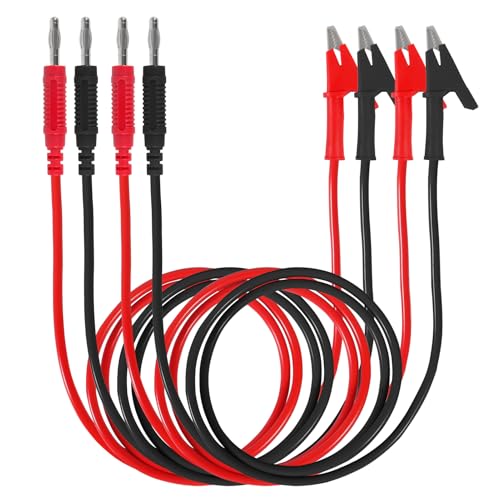 Image of ACEIRMC 2pcs 4mm Banana Plug to Alligator Clip Test Lead Wire Cable Set 14AWG for Multimeter Oscilloscope 3 Feet DMM Multimeter (2PCS)