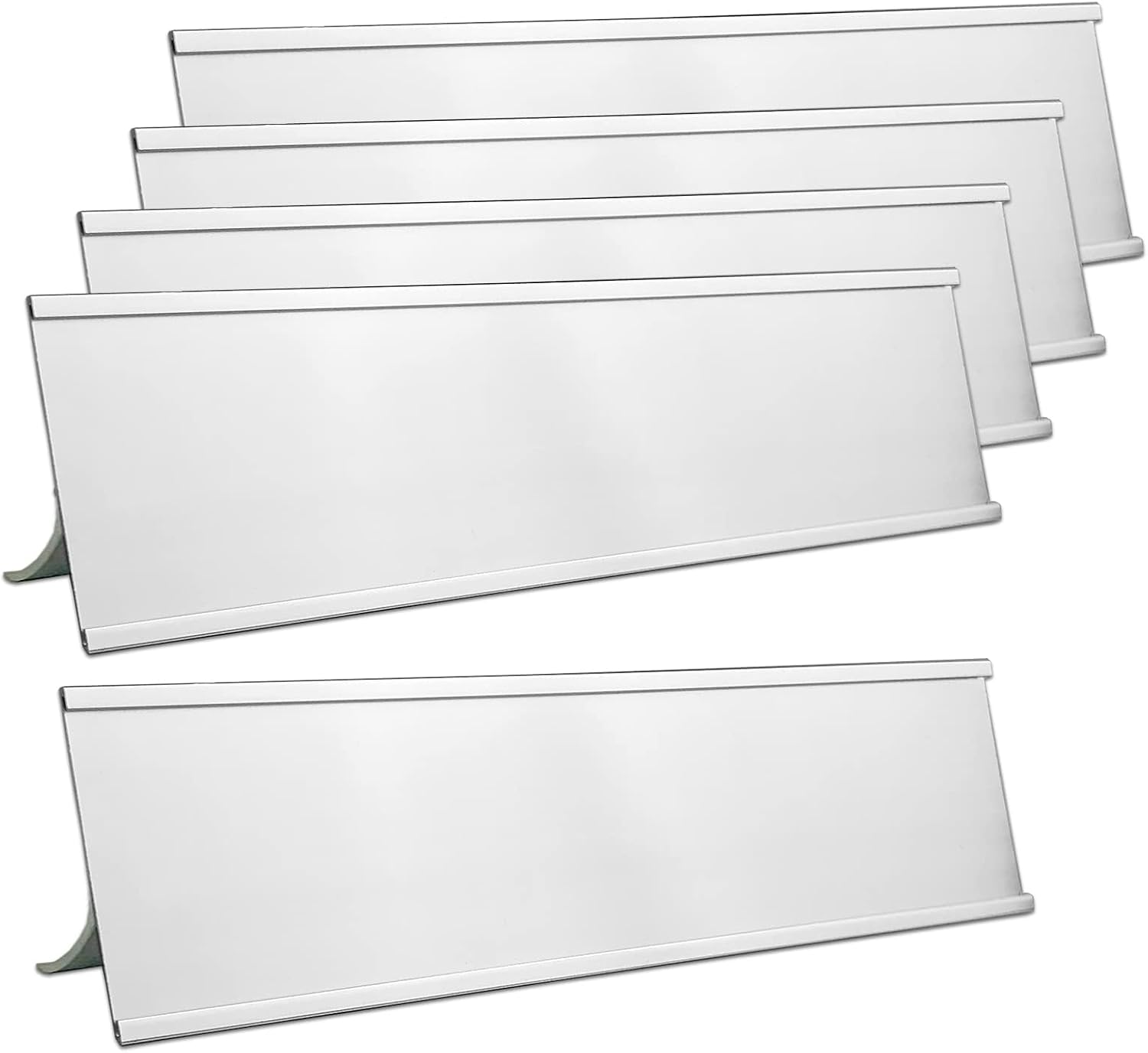 5 Pack 2" x 10" Aluminum Desk Name Plate Holders,Office Business Desk Sign Holder for Meeting Room or Other Business Event (Black)