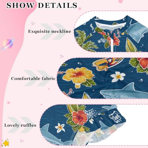 ALAZA Toddler Swimsuit Girl Bathing Suit Swimwear Rash Guard Flower Shark Ocean Long Sleeve 3T4