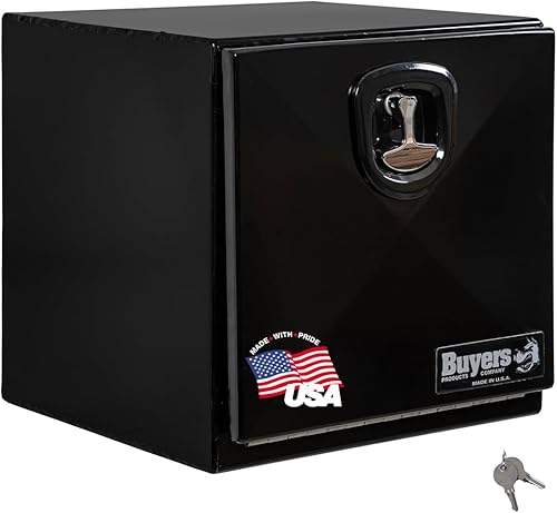 Miniatura 1 de Buyers Products Caja de acero negra del camión de la serie de Underbody Pro 1754800, 24x24x24 pulgadas, caja de herramientas durable del vehículo