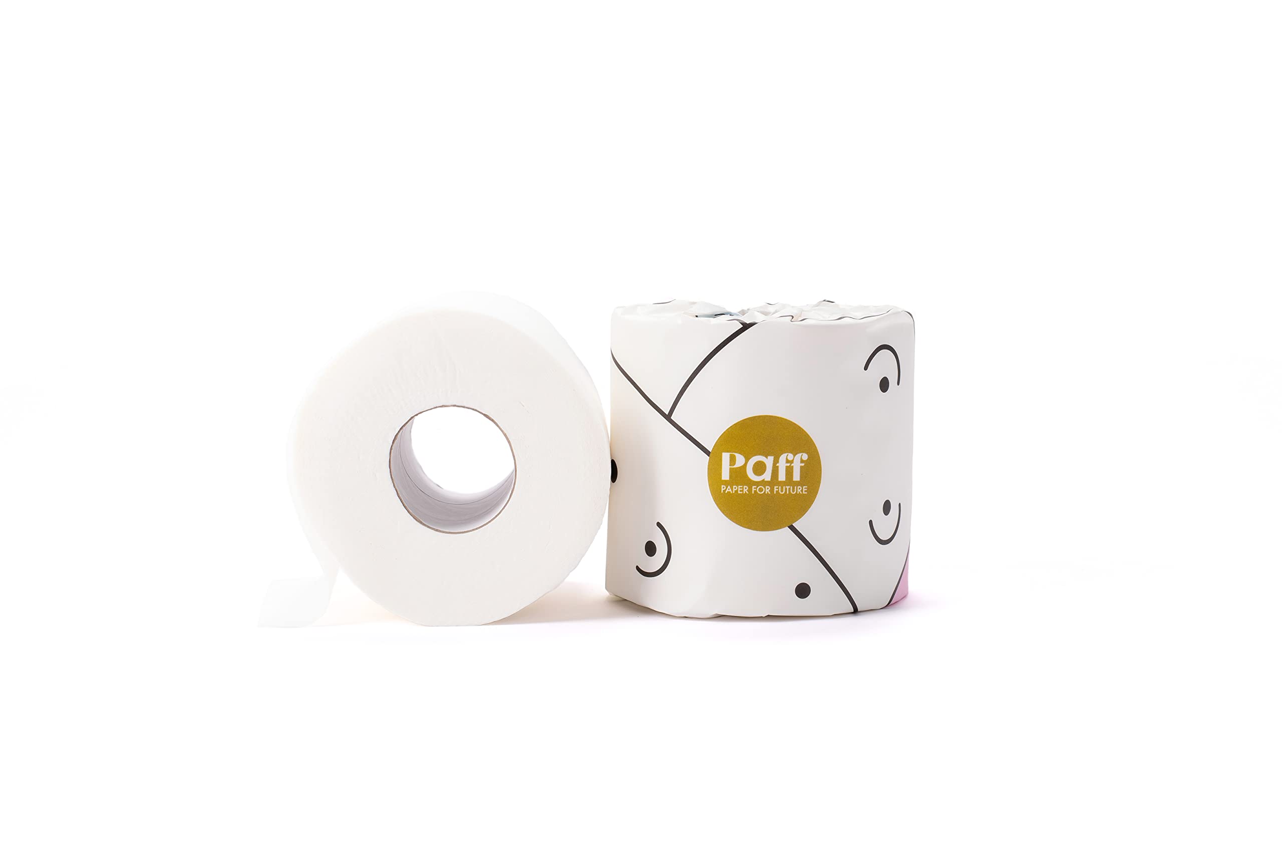 Paff - Carta igienica in cellulosa di bambù - 3 veli 300 strappi - 48 rotoli extra lunghi - Zero plastica - Noir collection