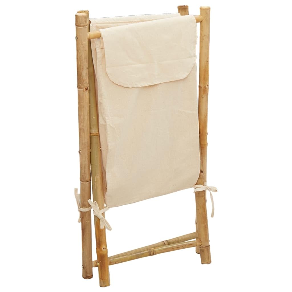 Wäschekorb Aus Bambus Cremeweiß 41,5x36x63,5 Cm | Faltbar Platzsparend, Atmungsaktiver Stoff, Leicht Transportierbar, Für Kleine Räume