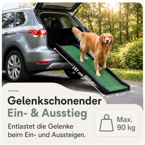 Hunderampe Autorampe klappbar rutschfest mit Kunstrasen bis 90 kg 157x40cm