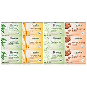 Himalaya Cleansing Bar Soaps Variety Pack, Neem & Turmeric, Almond, Cream & Honey and Cucumber, 4.41 oz, 12 Pack Himalaya Cleansing Bar Soaps Variety Pack Neem Turmeric Almond Cream Honey and Cucumber 441 oz 12 Pack