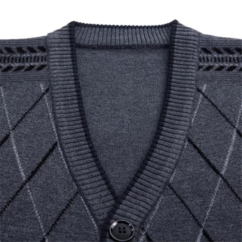 Men's Winter V-Neck Sleeveless Knit Sweater Vest Casual Slim Fit Pullover Warm Jumper Waistcoat Top 7