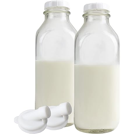 The Dairy Shoppe Reusable Glass Milk Carafe for Fridge Storage