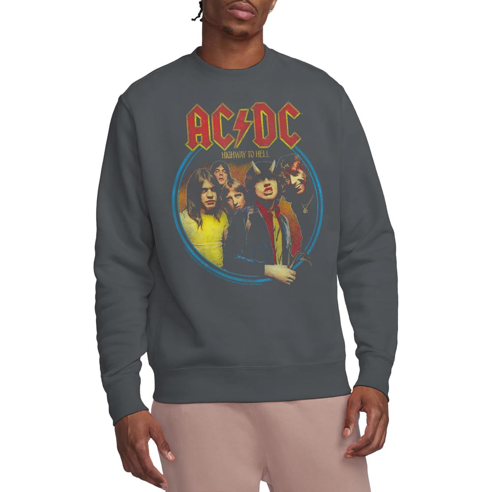 ACDC Highway To Hell Crew Sweatshirt, Charcoal, XX-Large