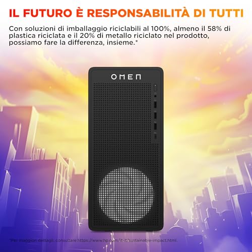 OMEN 16L TG03-0006sl, Desktop Gaming, Intel i7 14700F, Intel Evo, 32GB RAM, 1TB SSD, NVIDIA RTX 5060 8GB, Alluminio, 3 Mesi di PC Game Pass Inclusi, Windows 11, Nero - Notebook - Immagine 10