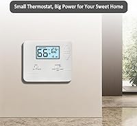 Vista 7 de NonProgrammable Thermostat for Home, Digital Energy-Saving Thermostat,Single-Stage Systems, 1 Heat/1 Cool, Easy DIY Install, White Backlight