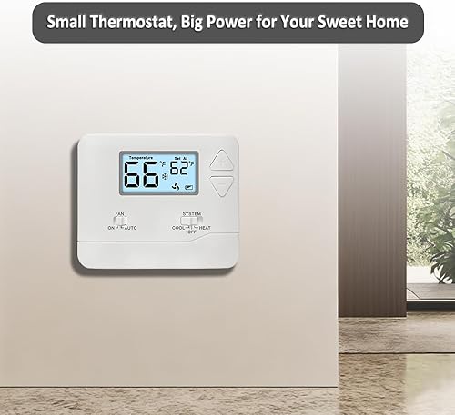 Miniatura 7 de Termostato no programable para el hogar, termostato digital de ahorro de energía, sistemas de una sola etapa, 1 calor1 frío, fácil de instalar,