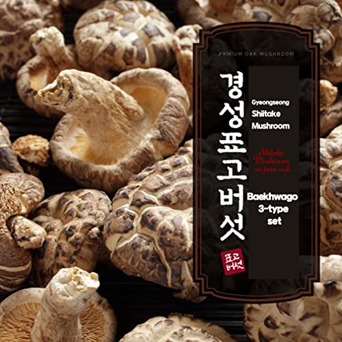 Organic Dried Shiitake Mushroom Baekhwago-3-Set/ 1 Box (Baekhwago 130G / Heukhwago 120G / Slice 90G) Cultivated On Oak Tree Korean Health Food Gyeongsangbuk-Do Cyso… #TOP1