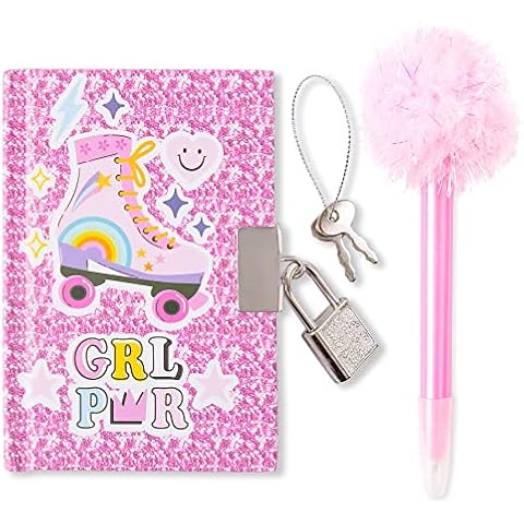 VOTUM Secret Diary Set for Girls, Kids Journal Notebook Set Lined Notebook School Gift for Girl (Girl Power) Cover