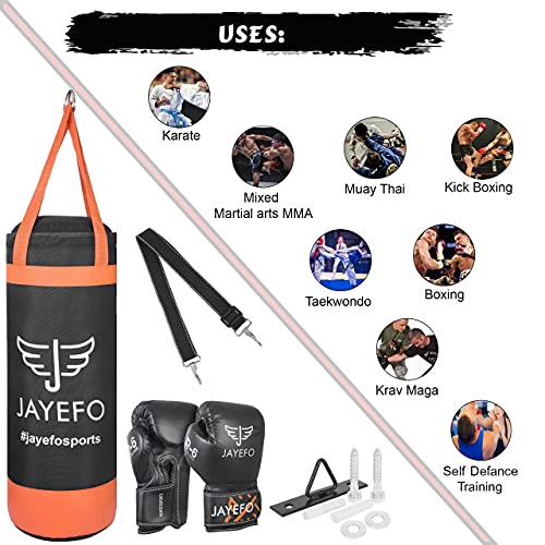 Jayefo Punching Bag And R6 Boxing Gloves Set For Children - Kids Boxing Set With Boxing Bag With Hanging Straps And Boxing Gloves For Kids For Boxing, Mma, Karate, Judo, Muay Thai Kickboxing – Orange #TOP4