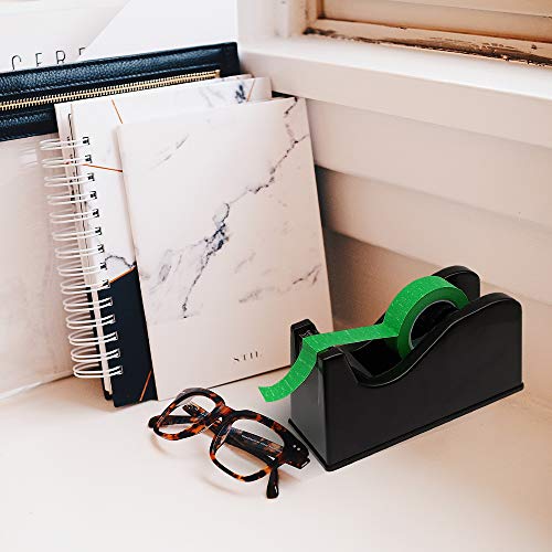 Tape Dispenser, Masking Tape Dispenser, Desk Heat Tape Dispenser 6.3 x 2.5 x 3.4 Inch, Holder Fits 1\" and 3\" Core (Black)