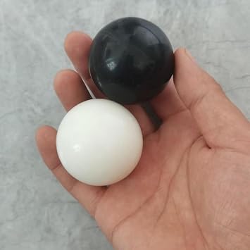 RCSTOONE 2 Inch Black and White Baoding Balls, Obsidian Stone Marble Meditation Balls, Chinese Balls for Hand Therapy, Stress Relief and Fingers and Wrist Exercise, Polished Fitness Hand Balls, M54