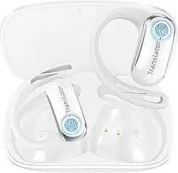 Fones de ouvido de tradução AI em tempo real 3 em 1 tradutor de idiomas Tradução off-line gratuita vitalícia (8 idiomas) e tradução online (144 idiomas) serve para iOS e Android AF56 branco