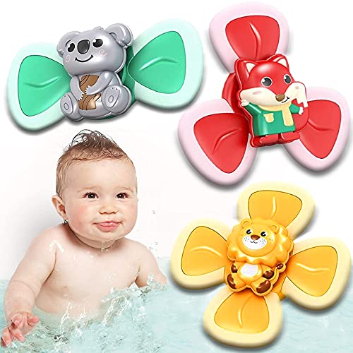 Baby Bath Toys, Suction Cup Spinning Top Toy, Kid Spin Sucker Spinner Toy Early Learner Toys Creative Educational Summer Bathing Toy for Boys Girls Christmas Decor(Scald the sucker with boiling water)