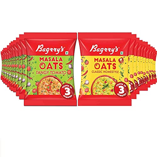 Image of Bagrry's Masala Oats Classic Homestyle (40 g) - Pack of 11 with Masala Oats Tangy Tomato, 40 g -Pack of 11