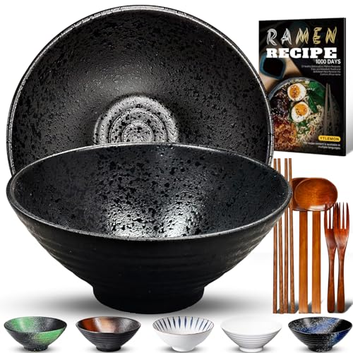 8 Zoll Keramik Ramen Schüssel 2 Set(9-Teilig) - Japanisches Porzellan...