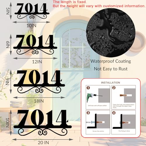 Image of Personalized House Number Custom Metal Address House Numbers Modern House Number Sign for Outside