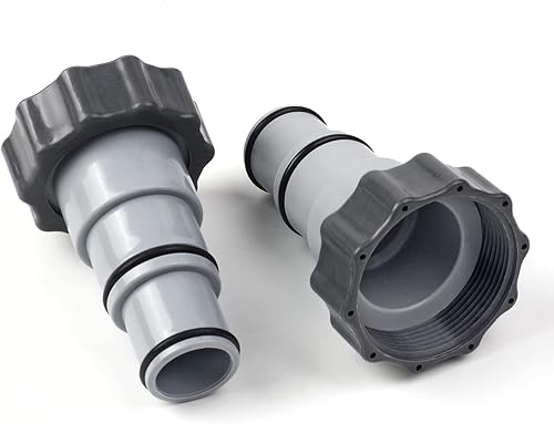 Adaptador de manguera de piscina A con collar para bomba de conexión roscada Intex, convierte mangueras de 1.5 y 1.25 pulgadas (paquete de 2)