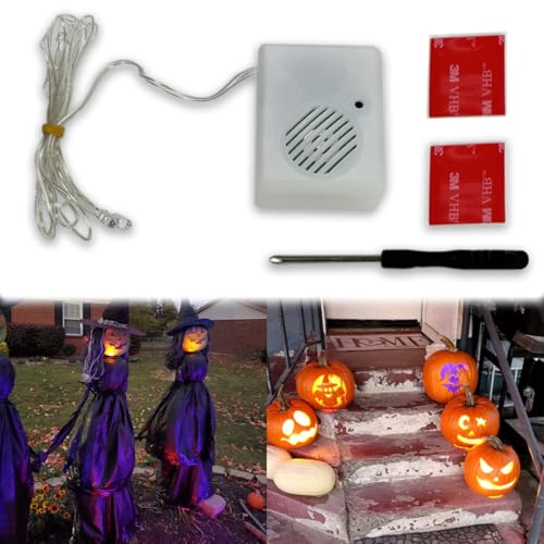 Dobertry DIY Halloween Sound Effects Box with LED Horror Screaming Tricky Voice-Activated Props Battery Operated Laughing Scary Noise Spooky Sound Machine for Pumpkin Inflatables Eyeballs Ghost